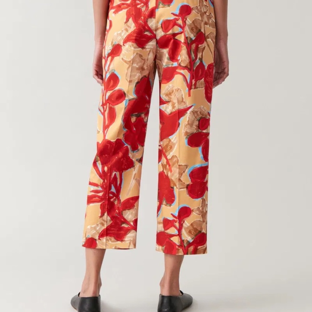 COS Women's Cropped Abstract Print Cotton Trousers 12 Art to Wear Minimalist